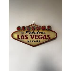 Welcome to Las Vegas Embossed Metal Sign 19x10 Garage Mancave Street Hotrod slot